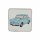 Glasuntersetzer Leder 10x10cm Motiv: Trabant P50 blau gezeichnet Einzeln