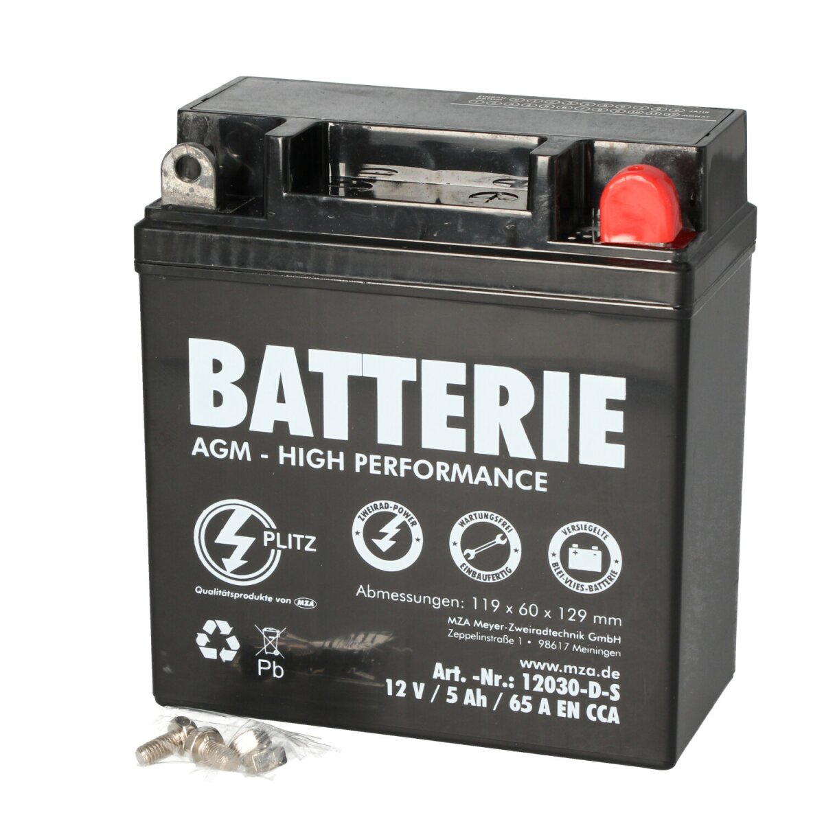 AGM Batterie 12V 5Ah YB5L-BS für Simson SR50 und SR80